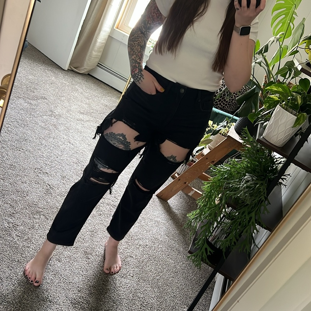 Black Distressed mom jeans